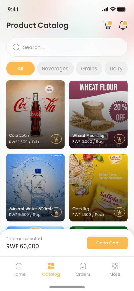 Shopkeeper app, Product catalog screen